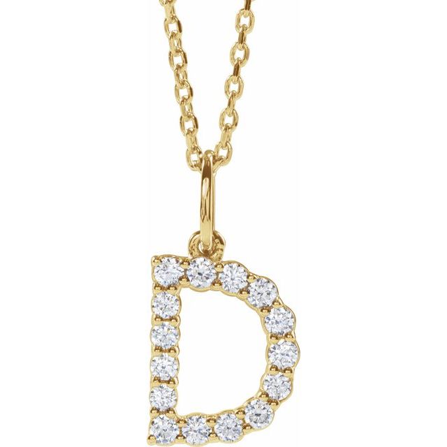 diamond initial necklace, initial necklace, diamond initial necklace 14K yellow gold D initial charm