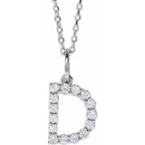 diamond initial necklace, initial necklace, diamond initial necklace 14K white gold D initial charm variant--D variant--14K-white-gold