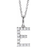 diamond initial necklace, initial necklace, diamond initial necklace 14K white gold E initial charm variant--E variant--14K-white-gold