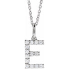 diamond initial necklace, initial necklace, diamond initial necklace 14K white gold E initial charm