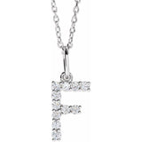 diamond initial necklace, initial necklace, diamond initial necklace 14K white gold F initial charm variant--F variant--14K-white-gold