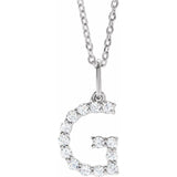 diamond initial necklace, initial necklace, diamond initial necklace 14K white gold G initial charm variant--G variant--14K-white-gold