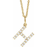 diamond initial necklace, initial necklace, diamond initial necklace 14K yellow gold H initial charm variant--H variant--14K-yellow-gold