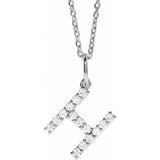 diamond initial necklace, initial necklace, diamond initial necklace 14K white gold H initial charm variant--H variant--14K-white-gold
