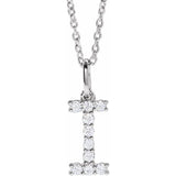 diamond initial necklace, initial necklace, diamond initial necklace 14K white gold I initial charm variant--I variant--14K-white-gold