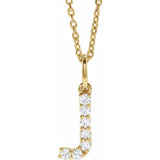 diamond initial necklace, initial necklace, diamond initial necklace 14K yellow gold J initial charm variant--J variant--14K-yellow-gold