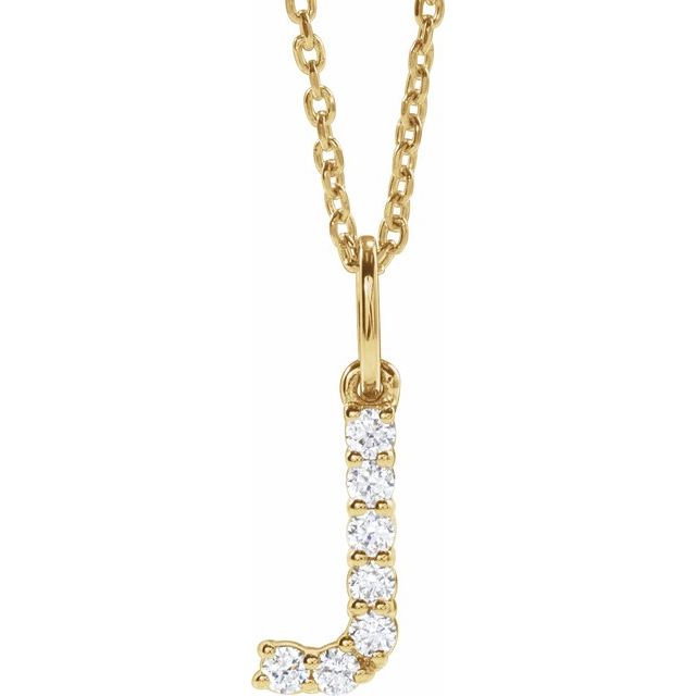 diamond initial necklace, initial necklace, diamond initial necklace 14K yellow gold J initial charm variant--J variant--14K-yellow-gold