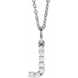 diamond initial necklace, initial necklace, diamond initial necklace 14K white gold J initial charm variant--J variant--14K-white-gold