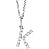 diamond initial necklace, initial necklace, diamond initial necklace 14K white gold K initial charm variant--K variant--14K-white-gold