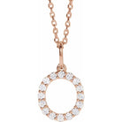 diamond initial necklace, initial necklace, diamond initial necklace 14K rose gold O initial charm