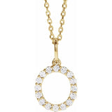 diamond initial necklace, initial necklace, diamond initial necklace 14K yellow gold O initial charm variant--O variant--14K-yellow-gold