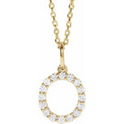 diamond initial necklace, initial necklace, diamond initial necklace 14K yellow gold O initial charm
