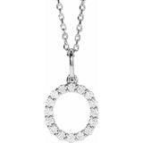 diamond initial necklace, initial necklace, diamond initial necklace 14K white gold O initial charm variant--O variant--14K-white-gold