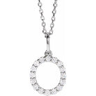 diamond initial necklace, initial necklace, diamond initial necklace 14K white gold O initial charm