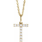 diamond initial necklace, initial necklace, diamond initial necklace 14K yellow gold T initial charm