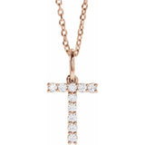 diamond initial necklace, initial necklace, diamond initial necklace 14K rose gold T initial charm variant--T variant--14K-rose-gold