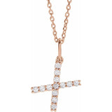 diamond initial necklace, initial necklace, diamond initial necklace 14K rose gold X initial charm variant--X variant--14K-rose-gold