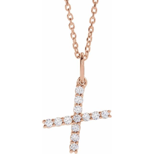 diamond initial necklace, initial necklace, diamond initial necklace 14K rose gold X initial charm variant--X variant--14K-rose-gold