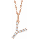 diamond initial necklace, initial necklace, diamond initial necklace 14K rose gold Y initial charm