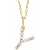 diamond initial necklace, initial necklace, diamond initial necklace 14K yellow gold Y initial charm variant--Y variant--14K-yellow-gold