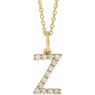 diamond initial necklace, initial necklace, diamond initial necklace 14K yellow gold Z initial charm