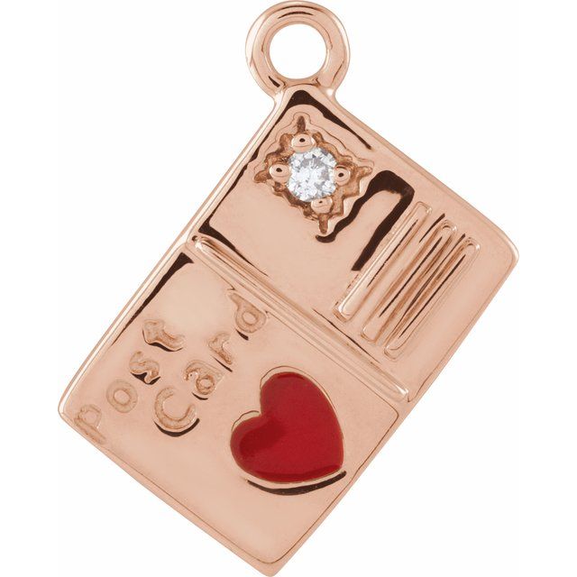 Tiny Diamond Postcard Dangle, Diamond  Tiny Diamond Postcard Dangle, 14K rose gold Tiny Diamond Postcard Dangle