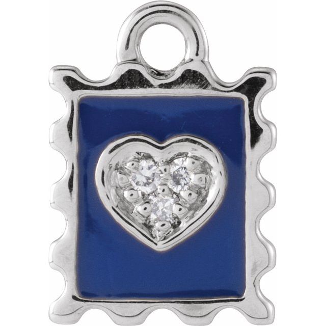 Tiny Diamond Stamp Charm, Diamond  Tiny Diamond Stamp Charm, 14K white gold Tiny Diamond Stamp Charm