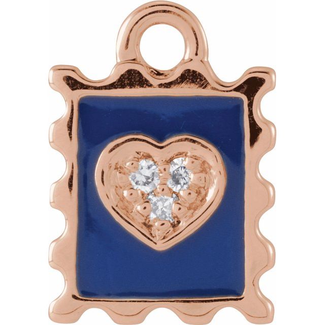 Tiny Diamond Stamp Charm, Diamond  Tiny Diamond Stamp Charm, 14K rose gold Tiny Diamond Stamp Charm