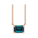 14K rose gold alexandrite emerald-cut birthstone necklace, June birthstone variant--Alexandrite variant--14K-rose-gold
