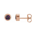 Alexandrite 14K rose gold birthstone earrings in bezel setting, perfect birthday gift