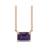 14K rose gold amethyst emerald-cut birthstone necklace, February birthstone variant--Amethyst variant--14K-rose-gold