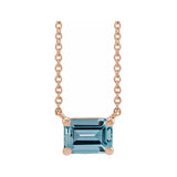 14K rose gold aquamarine emerald-cut birthstone necklace, March birthstone variant--Aquamarine variant--14K-rose-gold