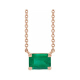 14K rose gold emerald emerald-cut birthstone necklace, May birthstone variant--Emerald variant--14K-rose-gold
