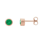 Emerald 14K rose gold birthstone earrings in bezel setting, perfect birthday gift