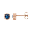Sapphire 14K rose gold birthstone earrings in bezel setting, perfect birthday gift
