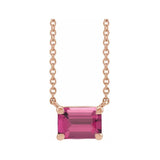 14K rose gold tourmaline emerald-cut birthstone necklace, October birthstone variant--Tourmaline variant--14K-rose-gold
