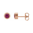 Tourmaline 14K rose gold birthstone earrings in bezel setting, perfect birthday gift
