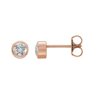 White Sapphire 14K rose gold birthstone earrings in bezel setting, perfect birthday gift
