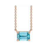 14K rose gold zircon emerald-cut birthstone necklace, December birthstone variant--Zircon variant--14K-rose-gold