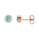 Zircon 14K rose gold birthstone earrings in bezel setting, perfect birthday gift