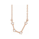 14K rose gold Aquarius zodiac constellation necklace, handmade with natural diamonds