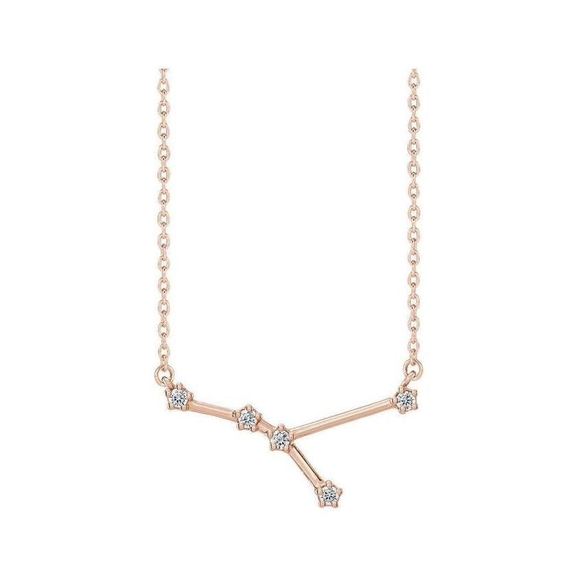14K rose gold Cancer zodiac constellation necklace, handmade with natural diamonds