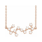 14K rose gold Scorpio zodiac constellation necklace, handmade with natural diamonds