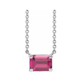14K white gold tourmaline emerald-cut birthstone necklace, October birthstone variant--Tourmaline variant--14K-white-gold