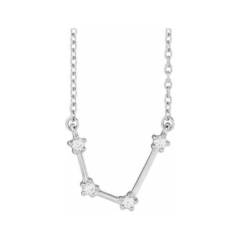 14K white gold Aquarius zodiac constellation necklace, handmade with natural diamonds(Jan-20---Feb-18) variant--Aquarius variant--14K-white-gold