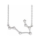 14K white gold Gemini zodiac constellation necklace, handmade with natural diamonds