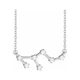 14K white gold Leo zodiac constellation necklace, handmade with natural diamonds(Jul-23---Aug-22) variant--Leo variant--14K-white-gold