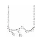 14K white gold Leo zodiac constellation necklace, handmade with natural diamonds