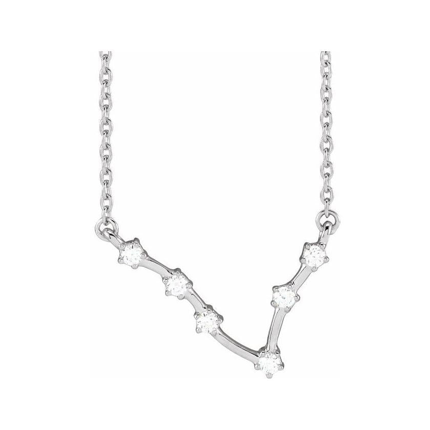 14K white gold Pisces zodiac constellation necklace, handmade with natural diamonds (Feb 19 - Mar 20) variant--Pisces variant--14K-white-gold