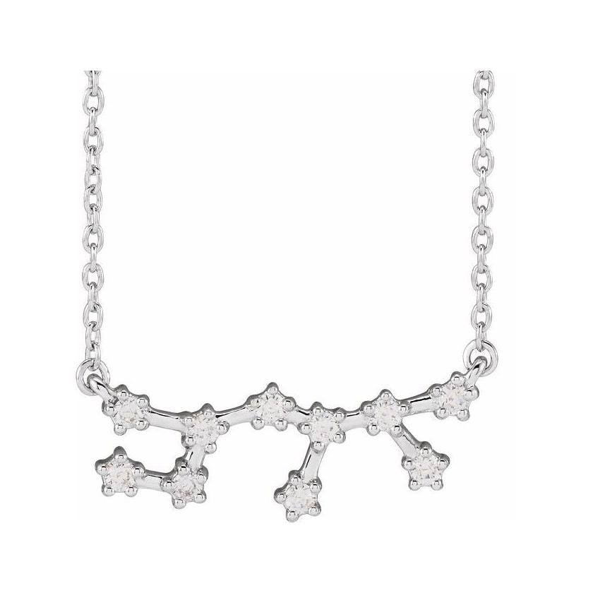 14K white gold Sagittarius zodiac constellation necklace, handmade with natural diamonds(Nov-22---Dec-21) variant--Sagittarius variant--14K-white-gold